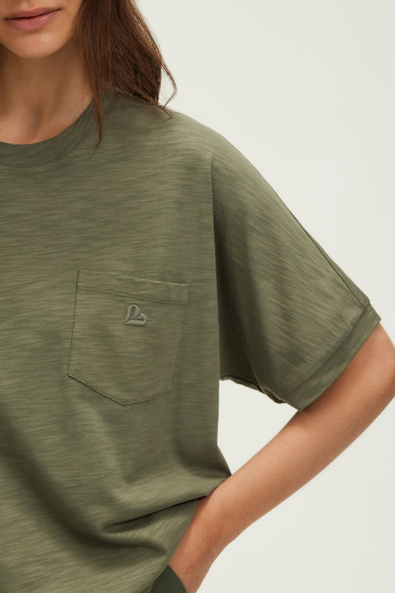 GIUSEPPA KHAKI COTTON BLEND T-SHIRT