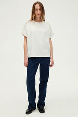 GRACIEL WHITE EMBROIDERED COTTON LOOSE T-SHIRT