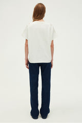 GRACIEL WHITE EMBROIDERED COTTON LOOSE T-SHIRT