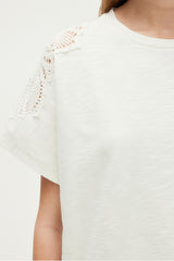 GRACIEL WHITE EMBROIDERED COTTON LOOSE T-SHIRT