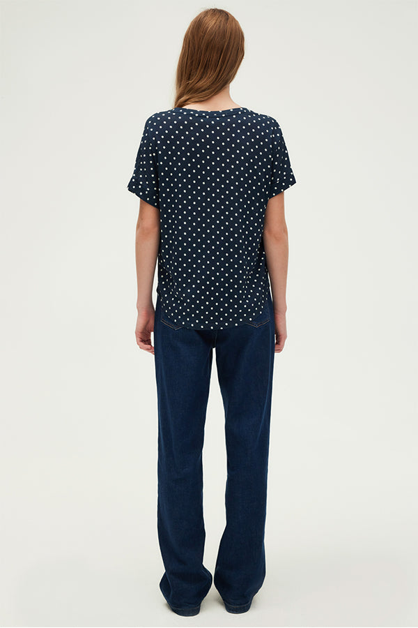 GUENAELLE POLKA DOT V-NECK T-SHIRT