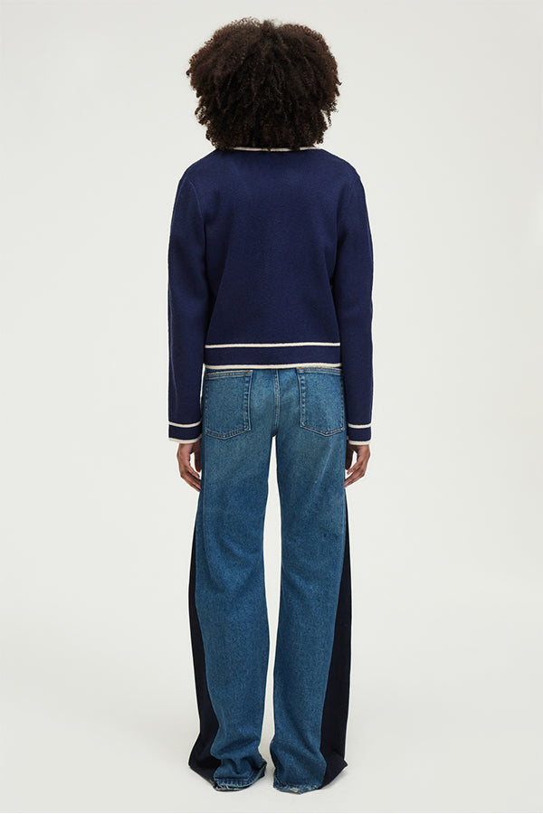JODIE TWO-TONE V-NECK CARDIGAN