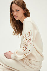 JOLINE EMBROIDERED SLEEVES SWEATSHIRT