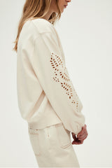 JOLINE EMBROIDERED SLEEVES SWEATSHIRT