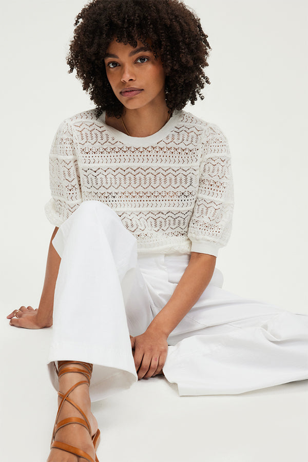 JOSSLYN OPENWORK LINEN BLEND SWEATER