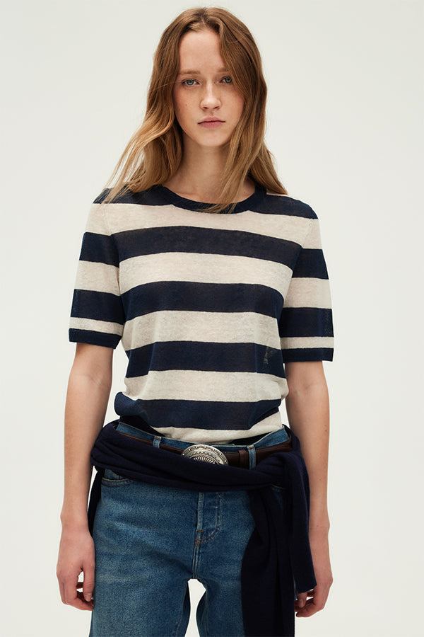 JUNY WIDE STRIPES LUREX FINE SWEATER