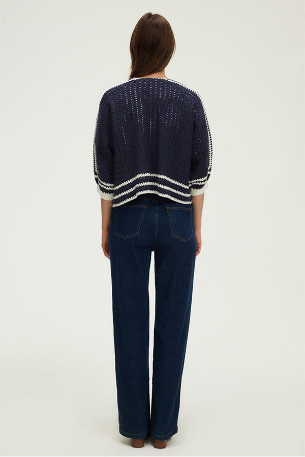 JOYA TWO-TONE CROCHET CARDIGAN
