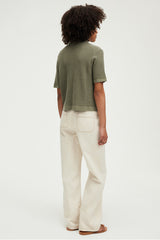 JEYDA LINEN AND COTTON CROCHETED POLO SHIRT
