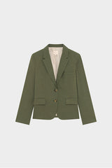 RAMIA KHAKI LINEN COTTON BLEND SUIT JACKET