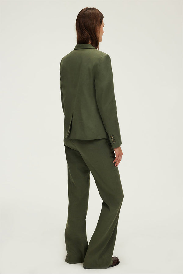 RAMIA KHAKI LINEN COTTON BLEND SUIT JACKET