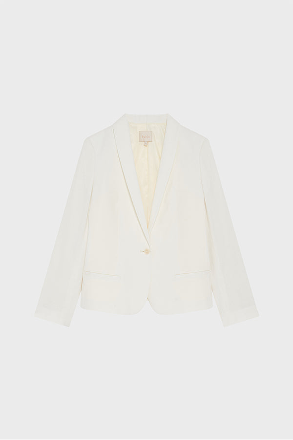 RANISSE ECRU LINEN COTTON BLEND SUIT JACKET