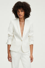 RANISSE ECRU LINEN COTTON BLEND SUIT JACKET