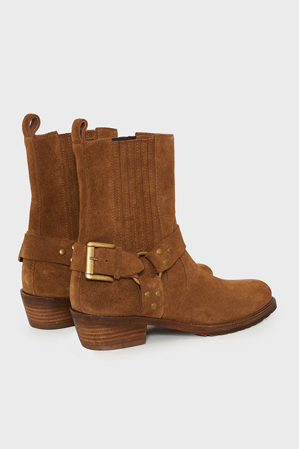 AARON BROWN BUCKLE STRAP SUEDE ANKLE BOOT