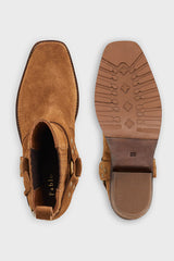 AARON BROWN BUCKLE STRAP SUEDE ANKLE BOOT