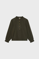 ANISSA KAKI STAND UP COLLAR JACQUARD SHIRT