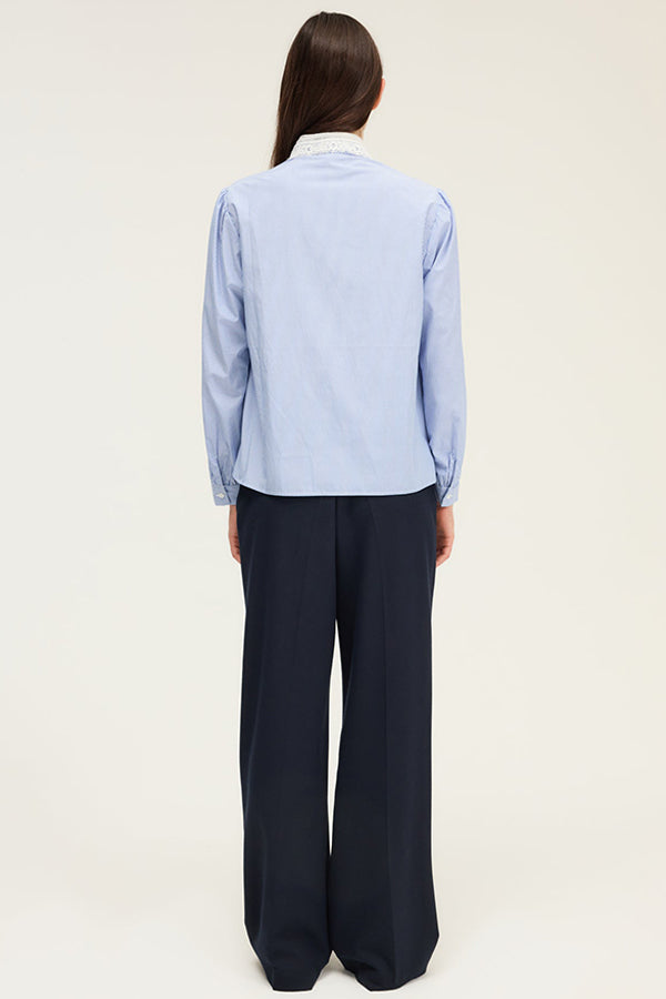 AYANA LACE COLLAR STRIPED SHIRT