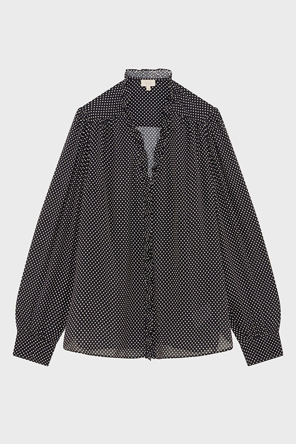 AZARIA POLKA DOTS RUFFLED SOFT SHIRT