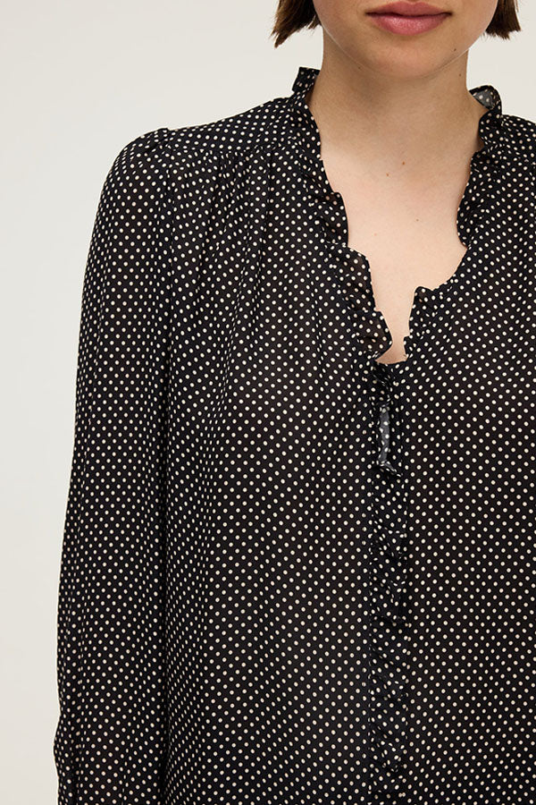 AZARIA POLKA DOTS RUFFLED SOFT SHIRT