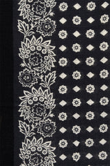 RENELLE BLACK PRINTED WOOL SILK SQUARE SCARF