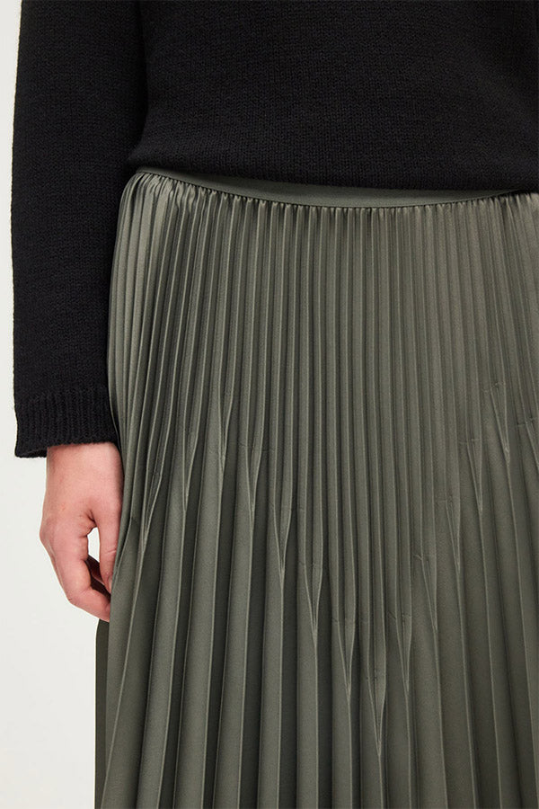 BERANA PLEATED SATIN MIDI SKIRT