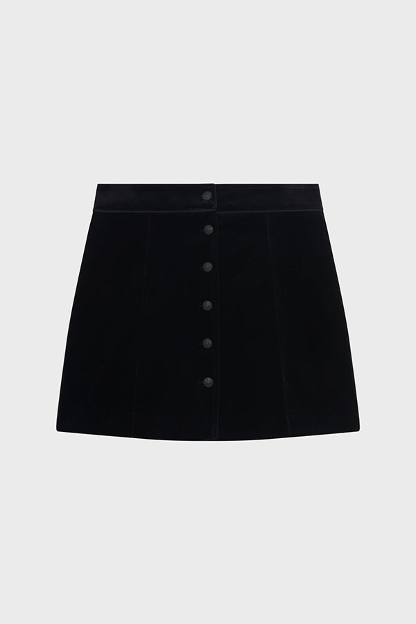 BINA BUTTONED SMOOTH VELVET MINI SKIRT
