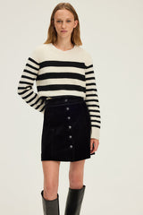 BINA BUTTONED SMOOTH VELVET MINI SKIRT