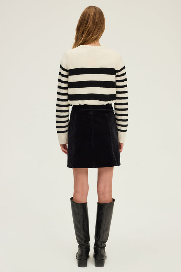 BINA BUTTONED SMOOTH VELVET MINI SKIRT