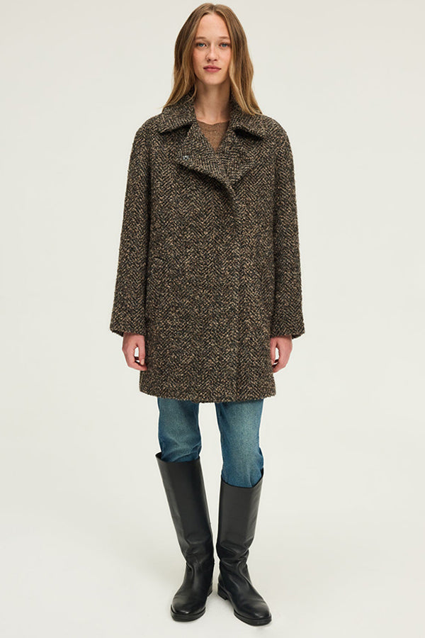 MIRTHA HERRINGBONE BOUCLETTE COAT