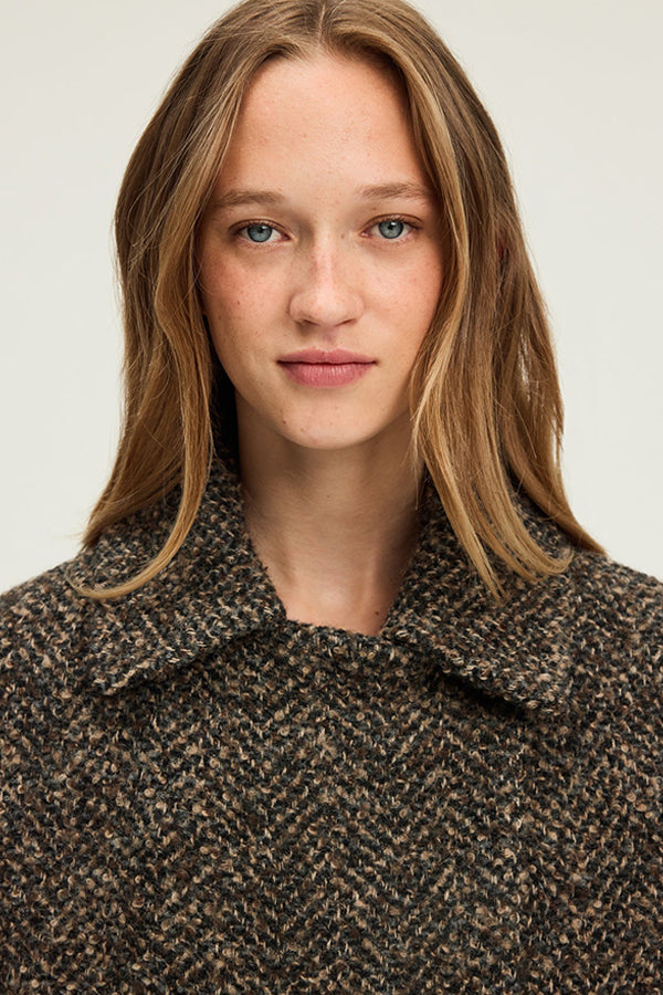 MIRTHA HERRINGBONE BOUCLETTE COAT