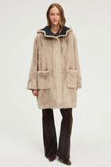 MAVELA REVERSIBLE FAUX FUR COAT