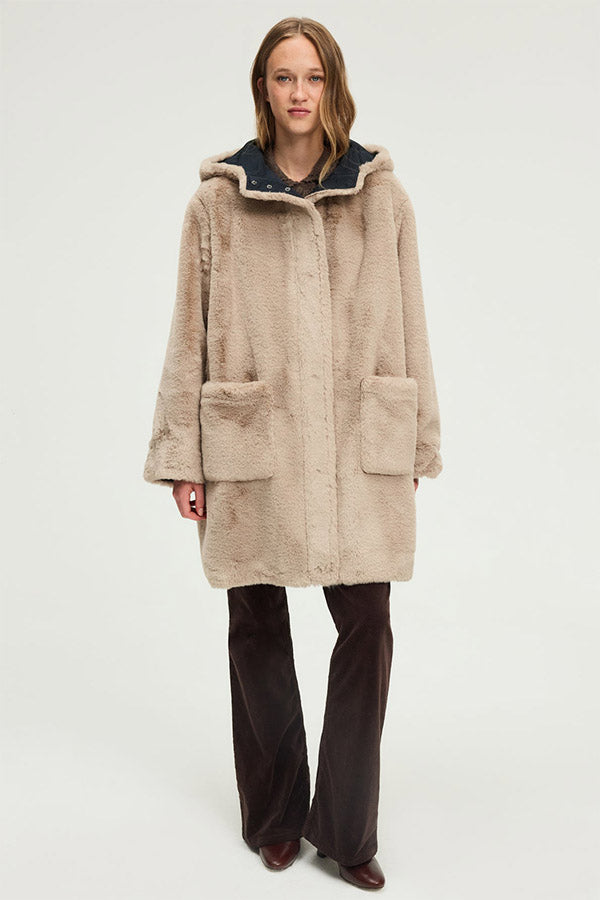 MAVELA REVERSIBLE FAUX FUR COAT