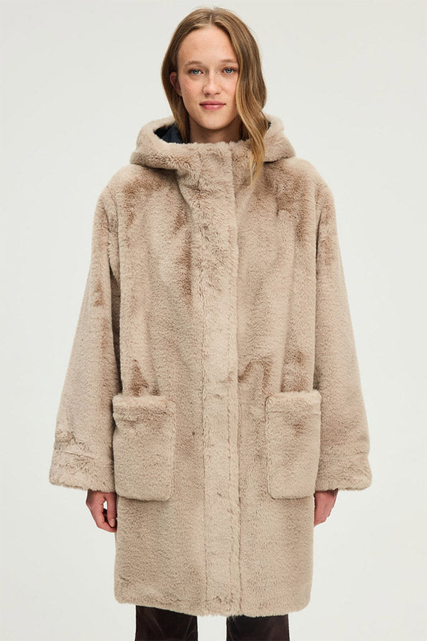 MAVELA REVERSIBLE FAUX FUR COAT