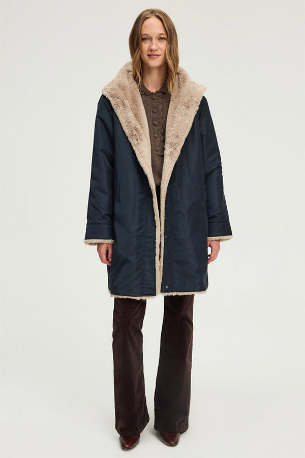 MAVELA REVERSIBLE FAUX FUR COAT
