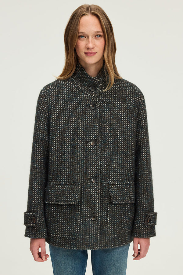MATHIA STANDUP COLLAR BOUCLETTE COAT