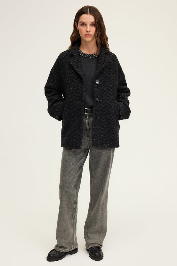 MALLORY LUREX HERRINGBONE COAT