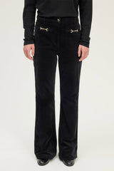 CHRYS HORSEBIT VELVET FLARE TROUSERS