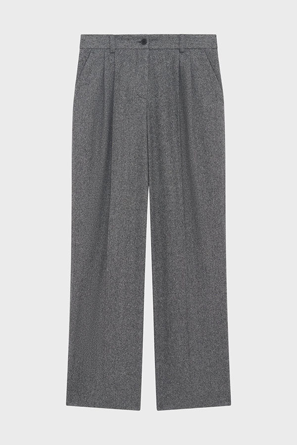 CHARLIZE PLEATED HERRINGBONE TROUSERS