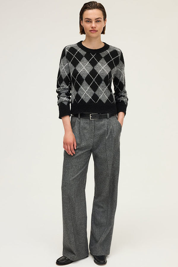 CHARLIZE PLEATED HERRINGBONE TROUSERS