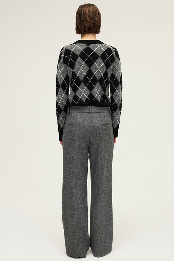 CHARLIZE PLEATED HERRINGBONE TROUSERS