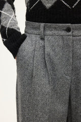 CHARLIZE PLEATED HERRINGBONE TROUSERS