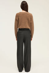 CLEM FINE STRIPES AND LUREX WIDE-LEG TROUSERS