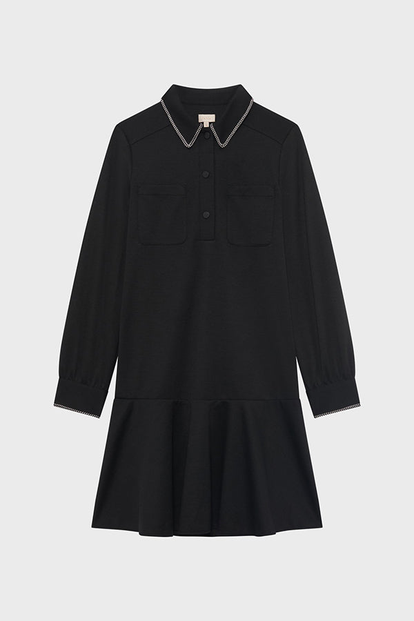 LISON RUFFLED HEM POLO COLLAR DRESS