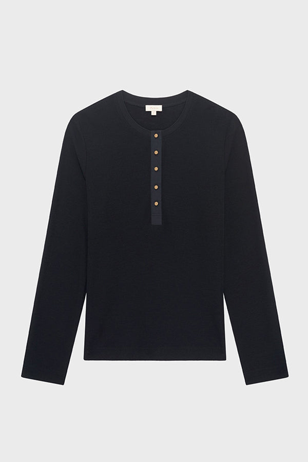 HENRIETTE BLACK FINE WOOL T-SHIRT