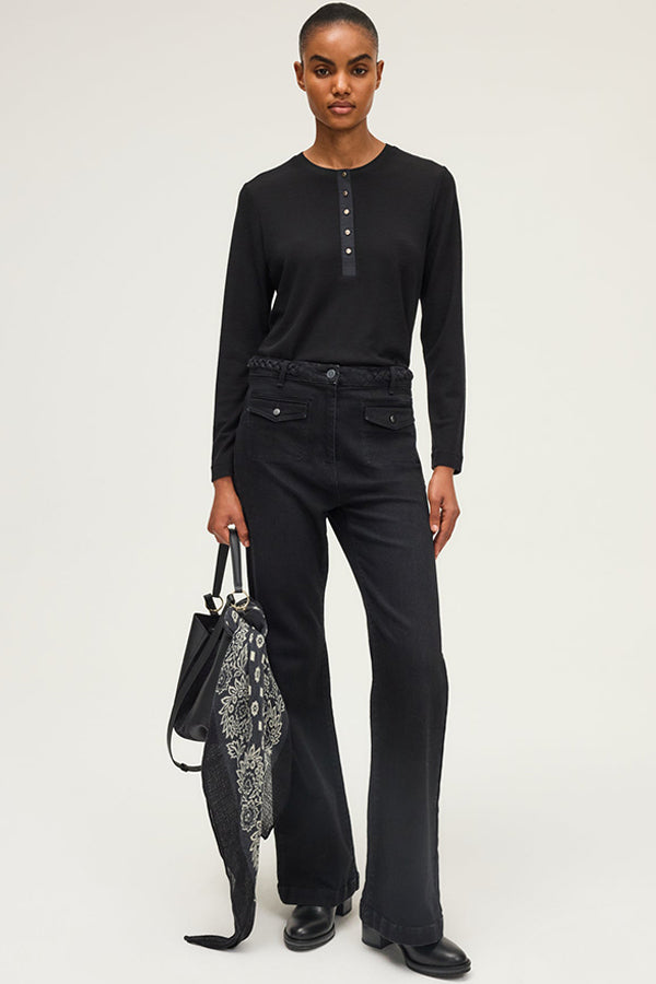 HENRIETTE BLACK FINE WOOL T-SHIRT