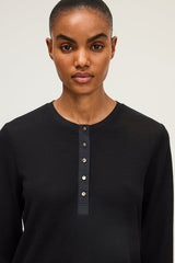 HENRIETTE BLACK FINE WOOL T-SHIRT