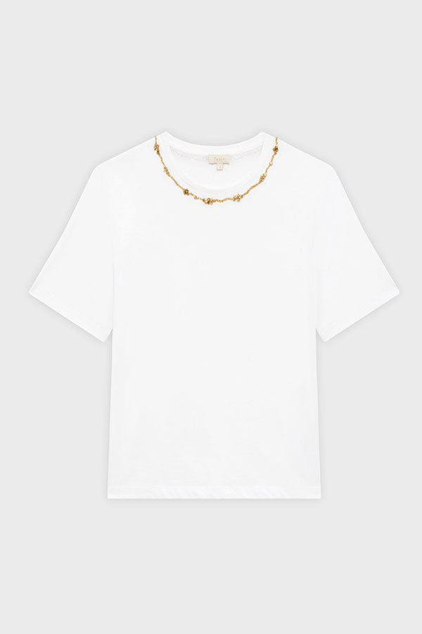 HASNA RHINESTONE COTTON T-SHIRT