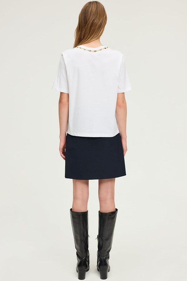 HASNA RHINESTONE COTTON T-SHIRT