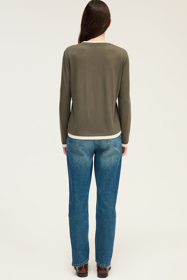 HALIMA KAKI LAYERING EFFECT T-SHIRT