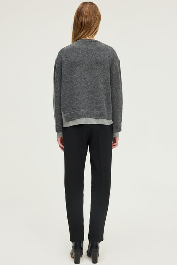 ELWINA TWO-TONE WOOL CARDIGAN