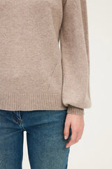 ELOISE BEIGE PLEATEDSHOULDERS WOOL SWEATER